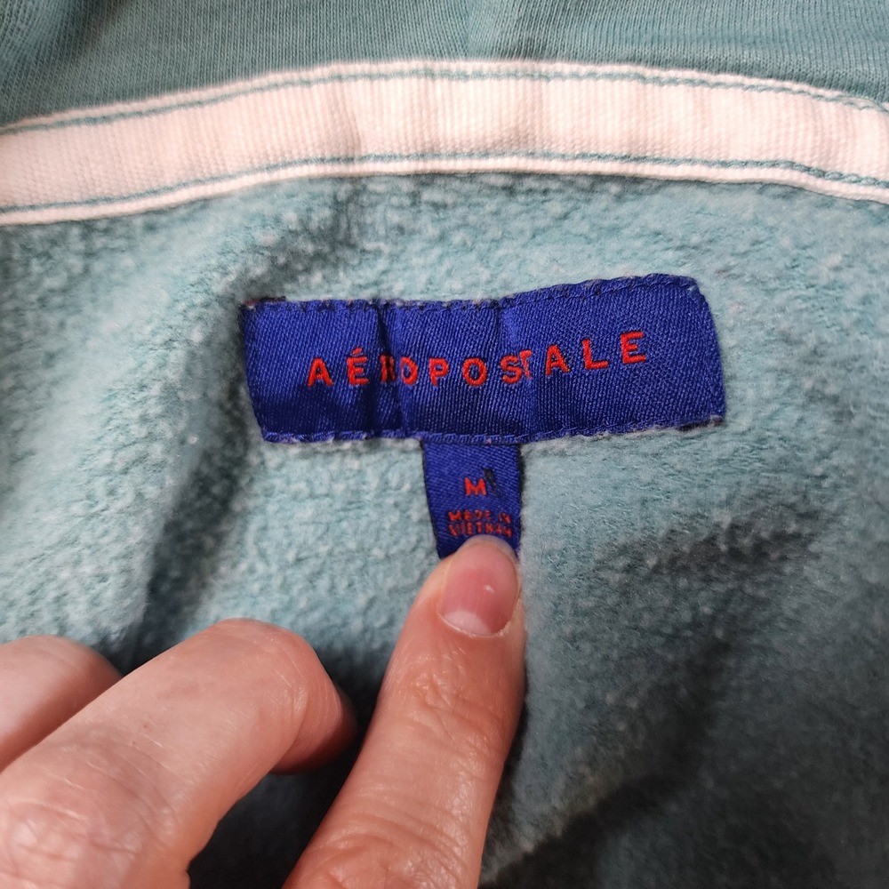 Aeropostale AERO Teal Full Zip Hoodie M Distressed Applique Y2K Mall Style - Picture 7 of 7